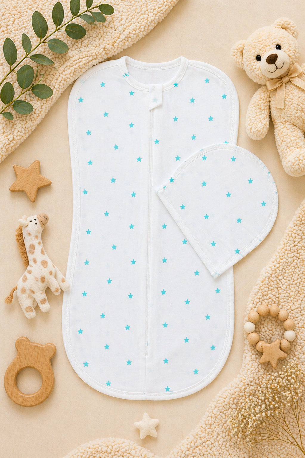 Newborn Sleep Cocoon - Mint Stars
