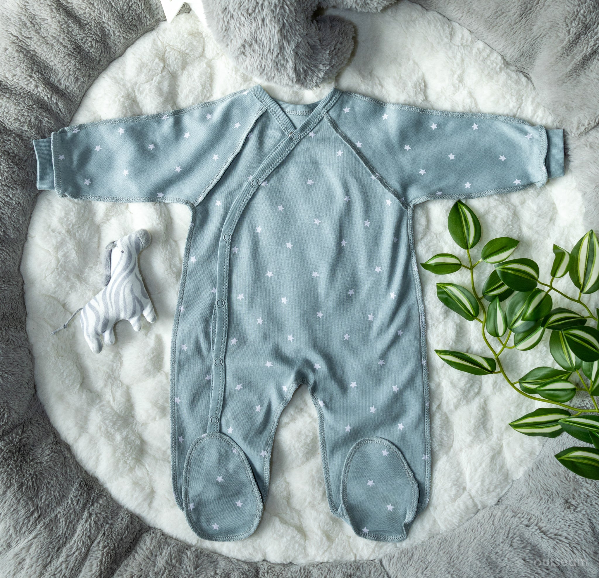 Outseam Sleepsuit Outseam - Grey — soft cotton baby sleepsuit with outward seams