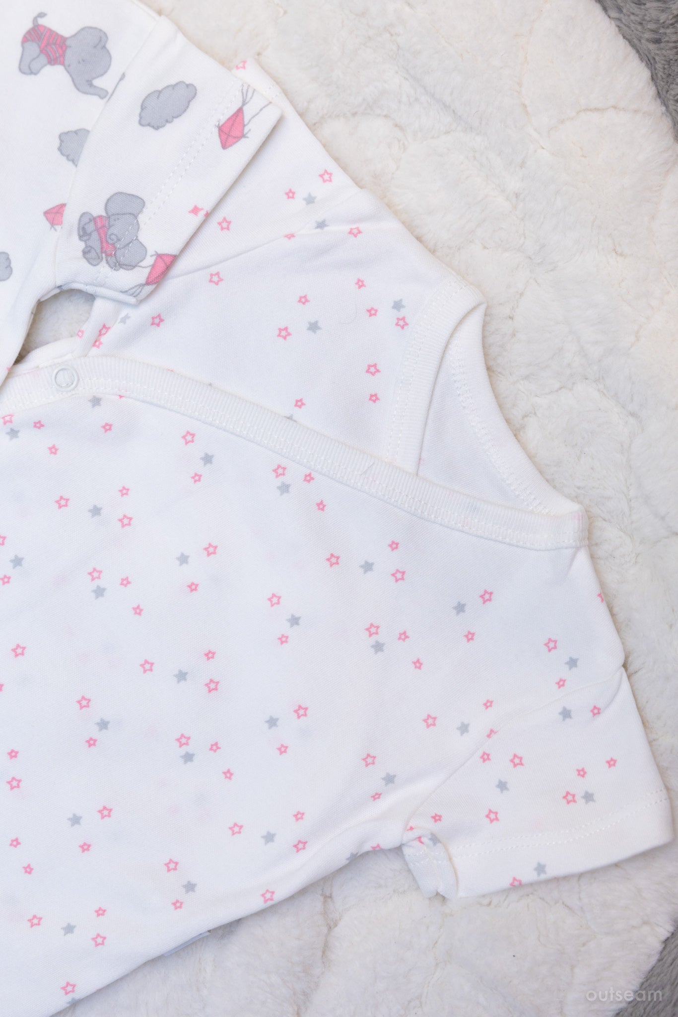 Outseam Bodysuit Set Pink Elephants Stars — detail view 3